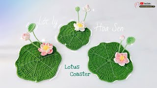 Crochet Lotus Coaster Tutorial 🪷 Móc Lót Ly Hoa Sen Siêu Đẹp | Mimi Handmade