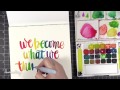 rainbow watercolor brush lettering in real time