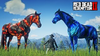 Arthur Tames Ginormous Lava Stone & Sapphire Thunder Horses Near Valentine – Rare RDR2 Adventure