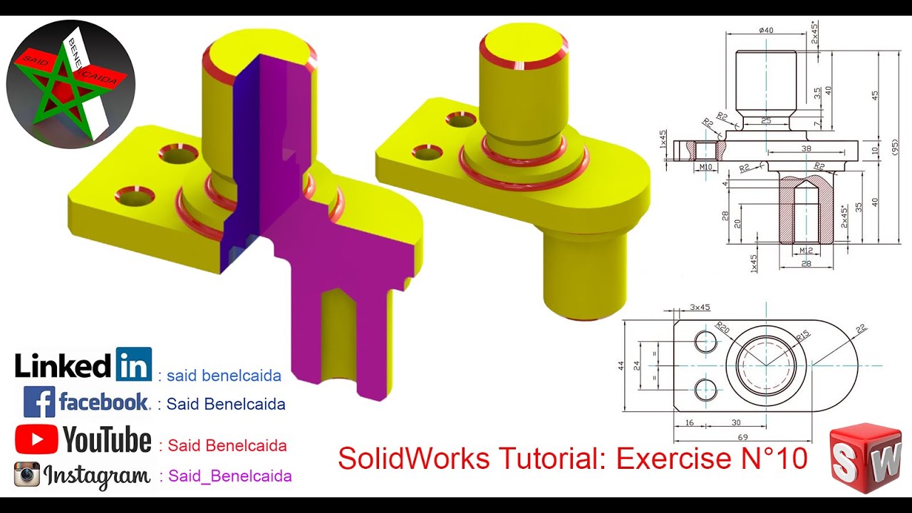 Solidworks Tutorial For Beginners Exercise 10 Youtube