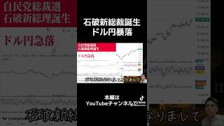 石破新総裁誕生。ドル円日経平均暴落。石破ショックでブラックマンデー懸念