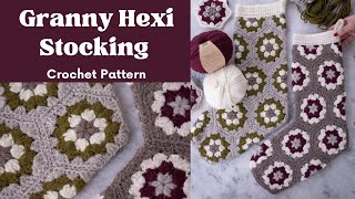 Granny Hexi Stocking CROCHET Tutorial | easy Christmas crochet pattern step by step | beginner level