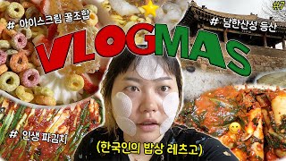 VLOGMAS#7🎄집밥먹고 등산하고 아이스크림으로 마무리하는 하루🍧 인생 파김치 • 저당 요거트 아이스크림 • 나홀로 남한산성🏔️ • 새우 명란 파스타 • 도시가스 계량기 교체