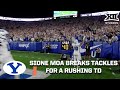 BYU Freshman Sione I Moa Breaks Tackles for a 21-Yard Rushing TD