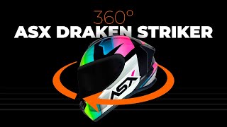 Capacete ASX Draken Striker - Preto / Amarelo / Rosa - Visual Completo em 360º