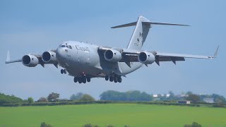 [4K] RCAF Boeing C17A Globemaster III Takeoff \u0026 Landing at Prestwick Airport May 2022