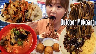 Outdoor Mukbang｜Black bean noodles, jjambbong, sweet and sour pork at a Chinese Restaurant in Korea!