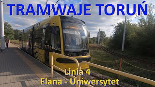 Tramwaje Toruń. Linia 4 Elana - Uniwersytet./CABVIEW - Tram line 4 in Toruń (Poland).