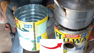 How to make amazing smokeles wood stove from Hilwa milk bottleሃይል ቆጣቢ የከሰል ማንደጃ በህልዋ ጣሳ @Qppro