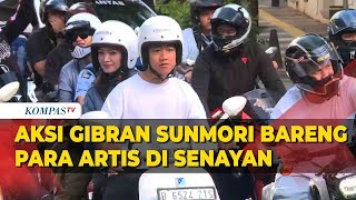 Momen Gibran Motoran Bareng Para Artis di Senayan Jelang Debat Capres Terakhir 2024