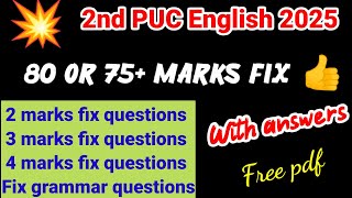 2nd PUC english important questions for annual exam 2025 with answers