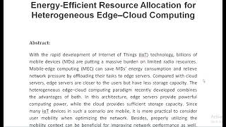 Energy Efficient Resource Allocation for Heterogeneous Edge–Cloud Computing