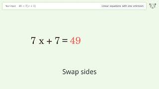 Solve 49=7(x+1): Linear Equation Video Solution | Tiger Algebra