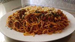 طريقة تحضير سباكيتي بالكفتة و صلصة الطماطم 🍝🍝