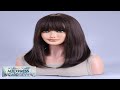 Black Brown Synthetic Wig with Bangs Middle Long Straight Curly Wigs Review