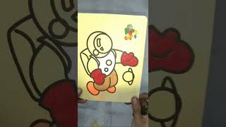 🔴 Colored Sand Painting Cute Little Astronout learn drawing coloring for Kids And Toddlers