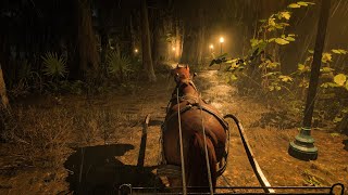 POV: Horse Carriage Ride in Heavy Rain \u0026 Thunderstorm at Night | Red Dead Redemption 2 ASMR Ambience