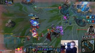 Bjergsen INSANE 1v4 zed play to save the game