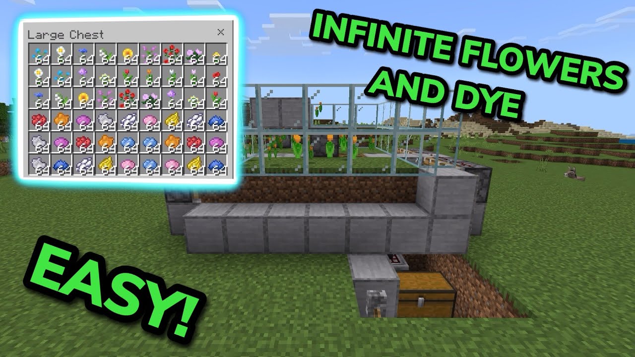 Simple Flower And Dye Farm Tutorial In Minecraft Bedrock Mcpe Xbox Ps