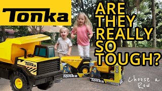 Tonka Trucks - Are they really so tough? The Row kids review the best rated construction toy trucks.