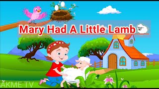 Mary Had A Little lamb| Nursery Rhyme with Lyrics| Animation| Cartoon| Kids| @AKMETV