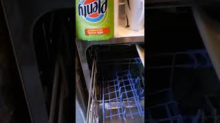 Loading Dinner plates into a Cookology tabletop dishwasher.