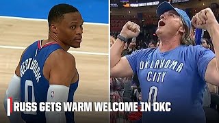 OKC fans welcome Russell Westbrook with a standing ovation 👏 | NBA on ESPN