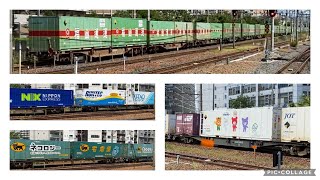 2023(R5)/9/1\u00264 高速コンテナ貨物列車10本とオマケ。56レ.5060レ.2073レ.3050レ.1055レ.62レ.73レ.1070レ.1050レ.2077レ.5087レと特急など