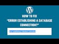 Fix Error establishing a database connection | 2023 | #WordPress 20