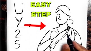 Easy Jhansi ki Rani Laxmi bai Drawing from Letter // Freedom Fighter Drawing // Easy Drawing