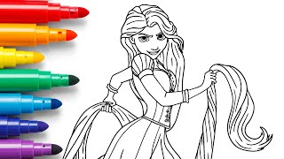 Coloring Rapunzel from Disney’s Tangled While Sharing Her Magical Story! 🌸✨