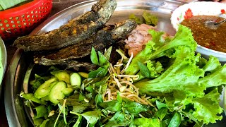 Fried Fish with  Sweet Fish Sauce Khmer noodle នំបញ្ចុកទឹកត្រីផ្អែម ត្រីបំពង សាច់ជ្រូកបីជាន់