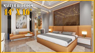 Modern Bedroom Interior 14x16 feet Walkthrough #bedroomdesign #interiordesign #bedroom #bedroomdecor