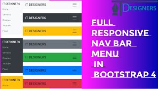 Responsive Navigation Bar Tutorial | Navbar menu in bootstrap 4