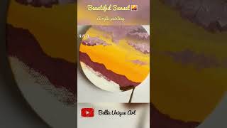 Beautiful sunset scenery/Easy acrylic painting tutorial for beginners/#shorts #painting #easy#sunset