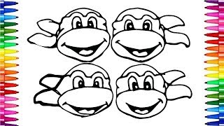 Fantastic Coloring Page Face Ninja Turtles - Learn Color for Kids & Toddlers