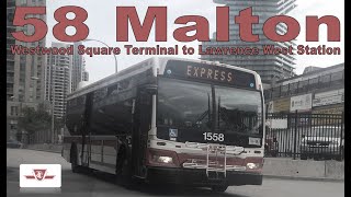 DISCONTINUED: 58 Malton - TTC 2008 Orion VII NG HEV 1649 (Westwood Square to Lawrence West Stn)