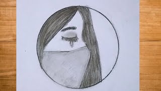 crying girl drawing ||circle drawing for beginners