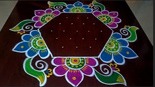 Sankranti chukkala muggulu 🦚beautiful 7 dots sankranti muggulu#sankranthi#rangoli #festival#muggulu