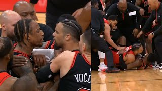 DeMar DeRozan and Dillon Brooks ejected for huge fight after hard foul 😳