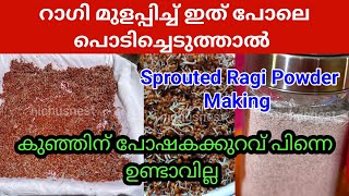 കുട്ടികൾക്ക് റാഗിപ്പൊടി ഉണ്ടാക്കേണ്ട വിധം|Sprouted Ragi Powder Making #ragipowder #nichusnest