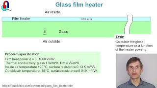 Window glass film heater. QuickField FEA software simulation example.