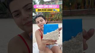 Hobby Girl Era 2.0 💙✨ Mini Canvas Ocean Painting 🌊🐚 | DIY activity 🎨 #youtubeshorts #shorts #diy