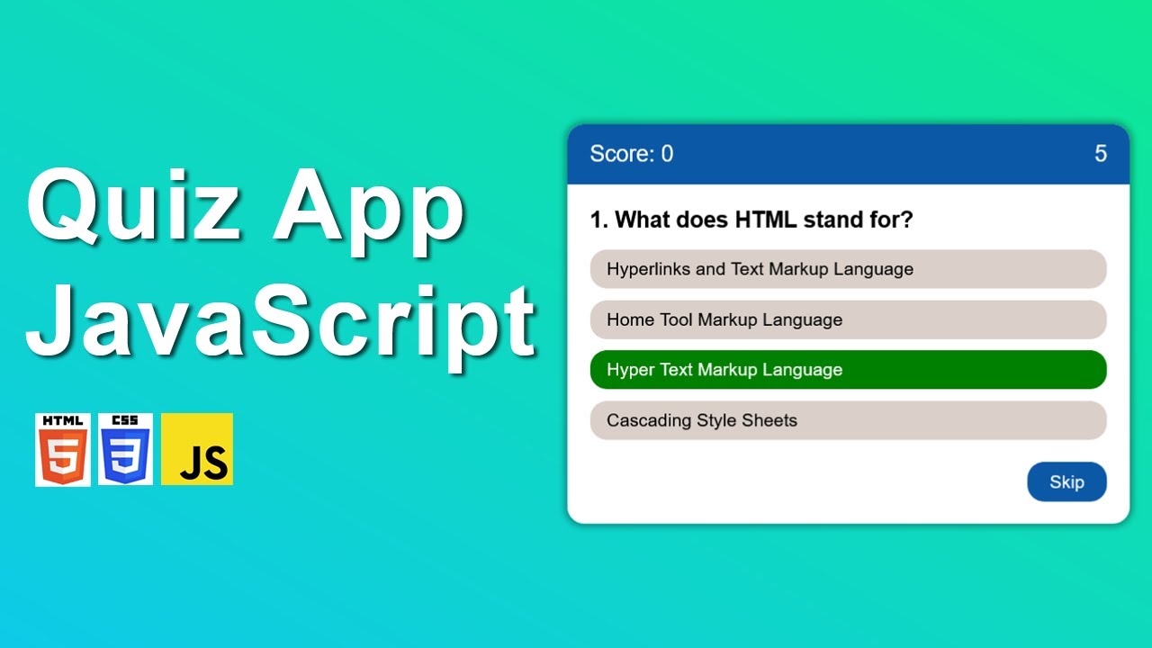 Create Quiz Web App Using HTML CSS And JavaScript | Quiz App JavaScript ...