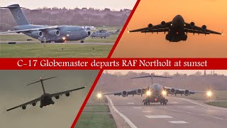 [4K] Large RAF Aircraft Departs London at Sunset