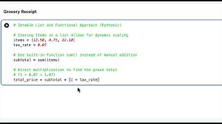 Python Program for Grocery Receipt - Iterable List and Functional Approach (Pythonic)