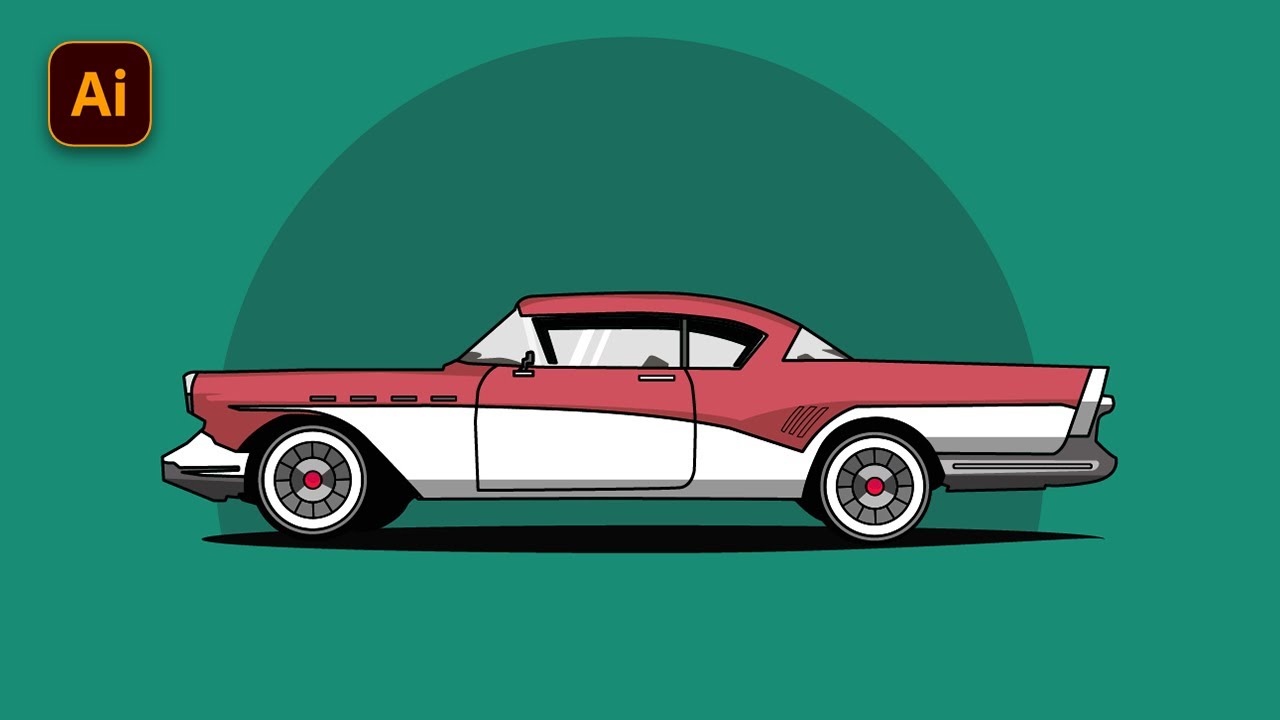 How To Draw A Car Classic Flat Design Illustration Adobe Illustrator