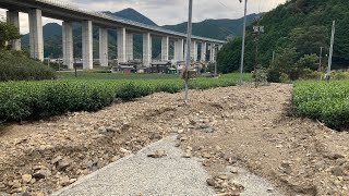 【台風15号】静岡市葵区内牧の茶畑や農道に残る土砂、内牧川決壊箇所のその後