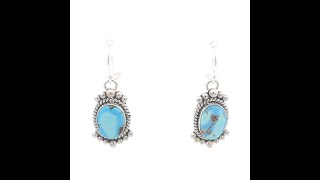 Artie Yellowhorse Native American Jewelry Genuine Golden Hill Turquoise Sterling Silver Earrings