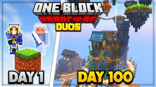 We Survived 100 Days In DUO ONE BLOCK Hardcore Minecraft